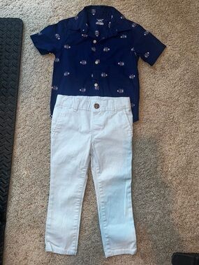 2T Navy Shirt w/ Light Blue Bottom Set